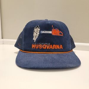 Vintage Husqvarna Corduroy Rope Mesh Snapback Hat